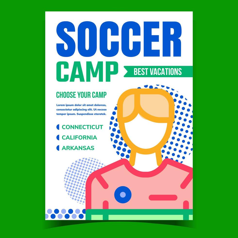 vetor de cartaz promocional criativo de acampamento de futebol