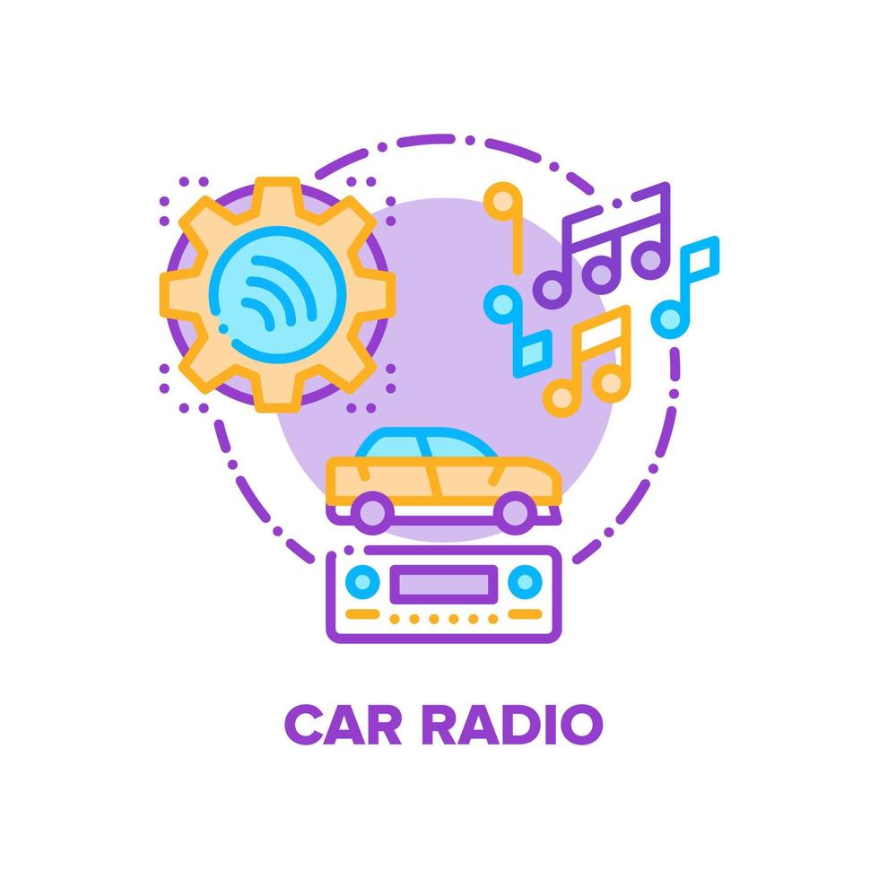 ilustração de cor de conceito de vetor de dispositivo de rádio de carro