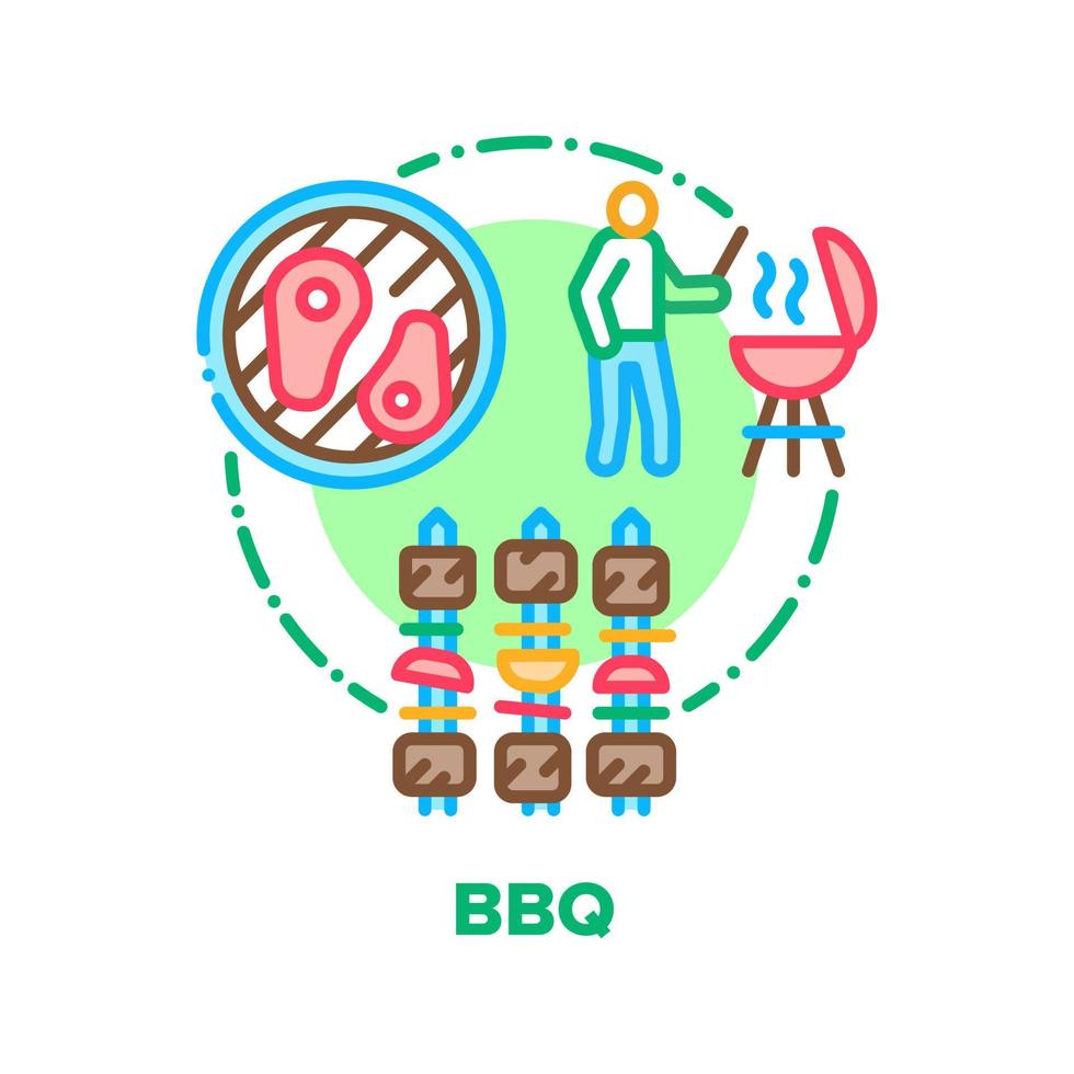 ilustração de cores do conceito de vetor de comida de piquenique para churrasco