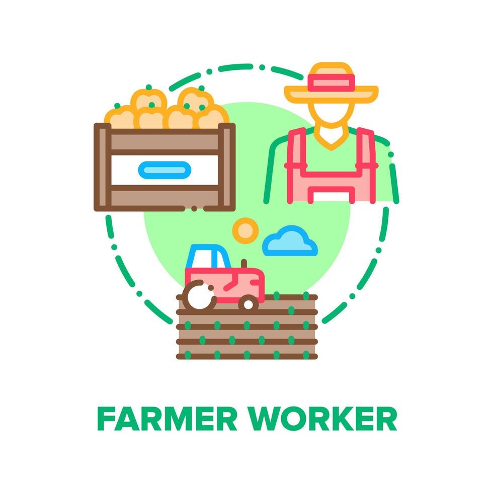 ilustração de cor do conceito de vetor de trabalhador agricultor plana