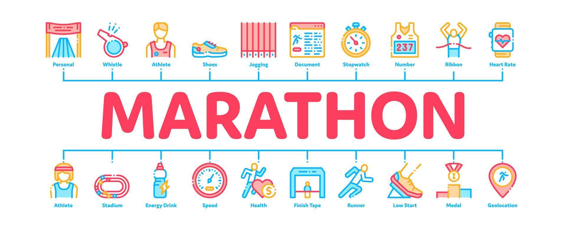 vetor de banner infográfico mínimo de maratona