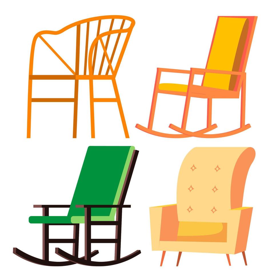 vetor de cadeira de balanço. móveis retrô. confortável cadeira de madeira em casa. ilustração isolada dos desenhos animados
