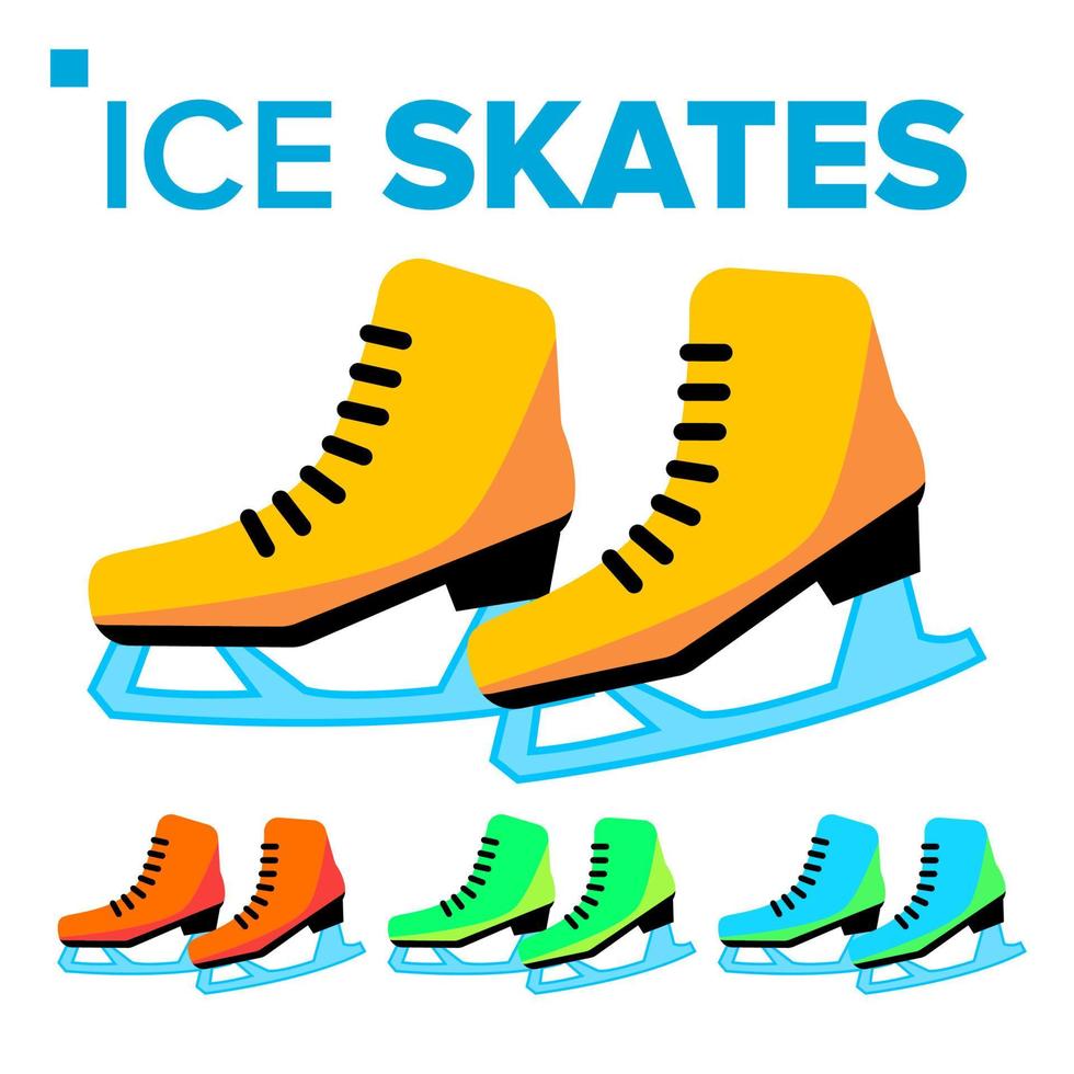 vetor de ícone de patins de gelo. calçados esportivos femininos clássicos de inverno retrô. ilustração isolada dos desenhos animados