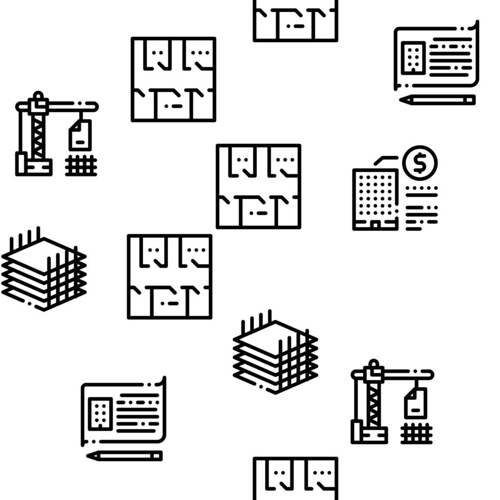 vetor de padrão sem costura de informações de construção bim