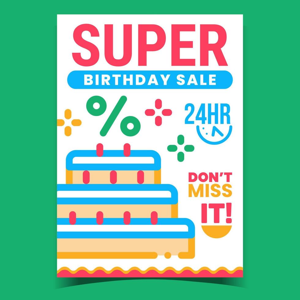 vetor de banner promocional criativo de super venda de aniversário