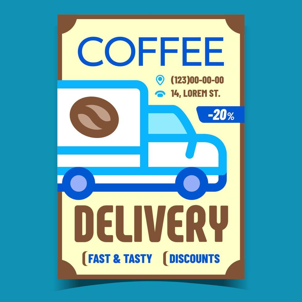 vetor de cartaz de publicidade criativa de entrega de café