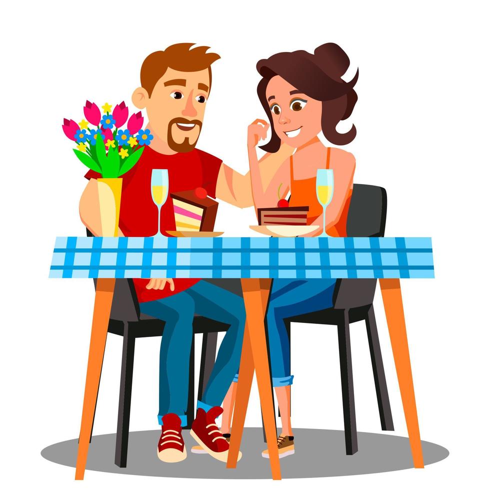 jantar romântico para um jovem casal em casa vetor. ilustração isolada vetor