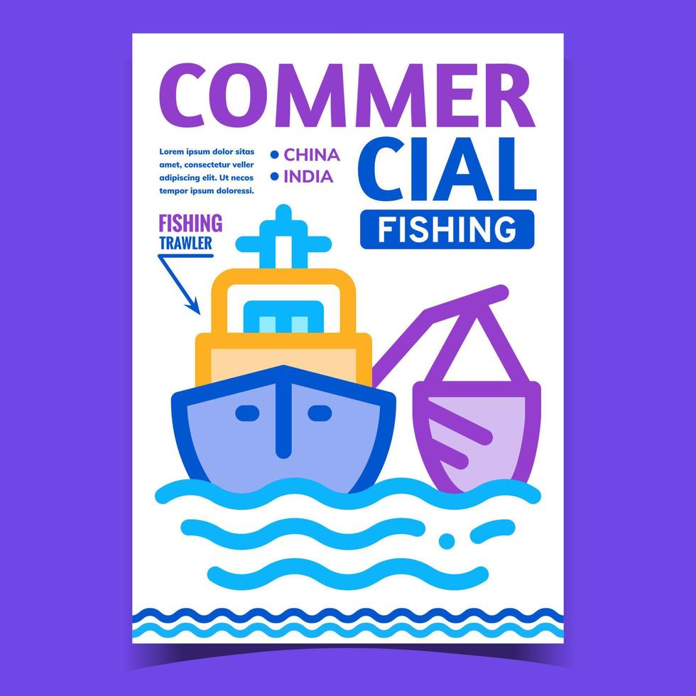 vetor de banner promocional criativo de pesca comercial