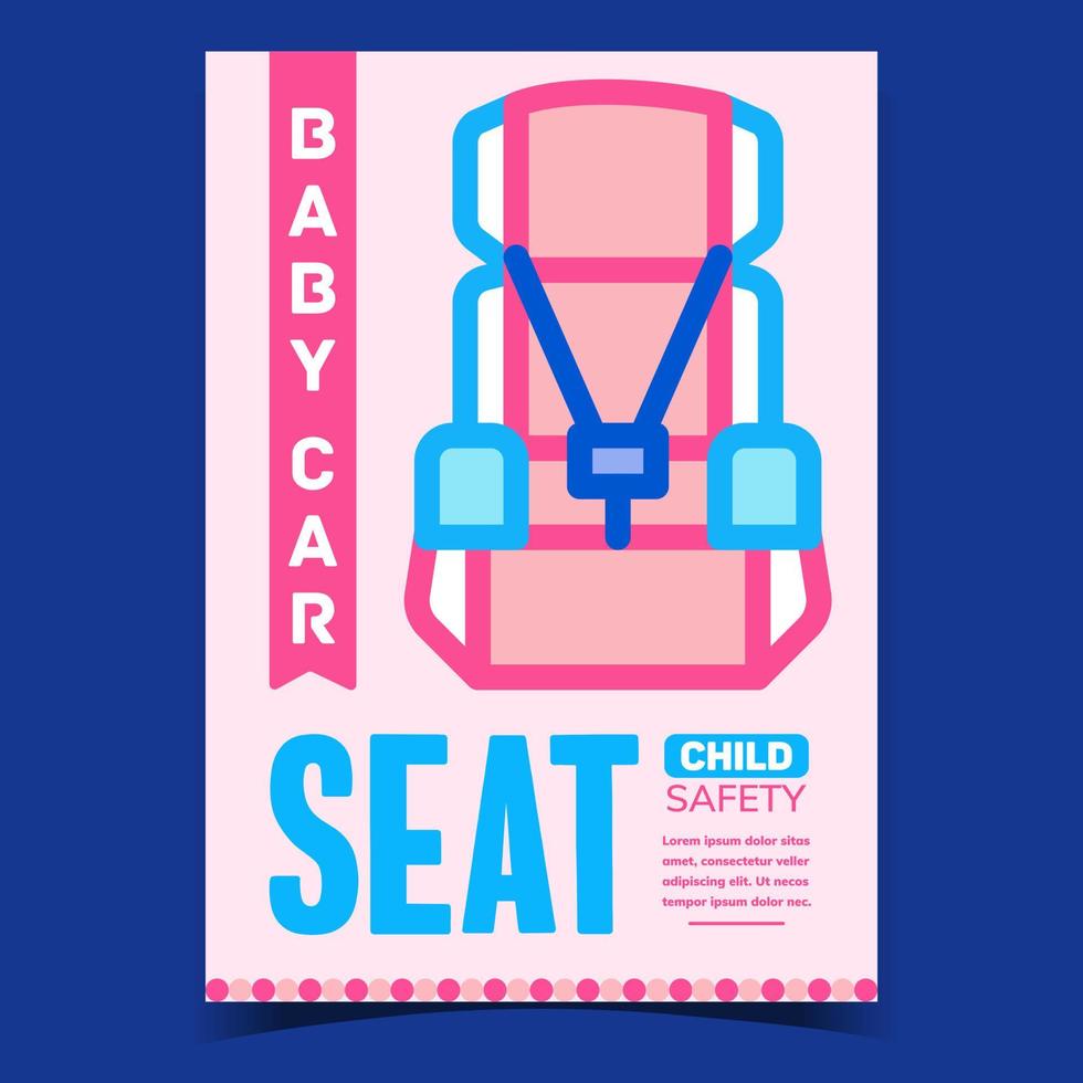 vetor de cartaz de publicidade de acessório de assento de carro para bebê