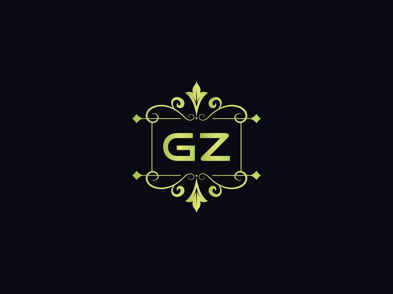 ícone de logotipo gz premium, ícone de logotipo de letra minimalista de luxo quadrado gz vetor