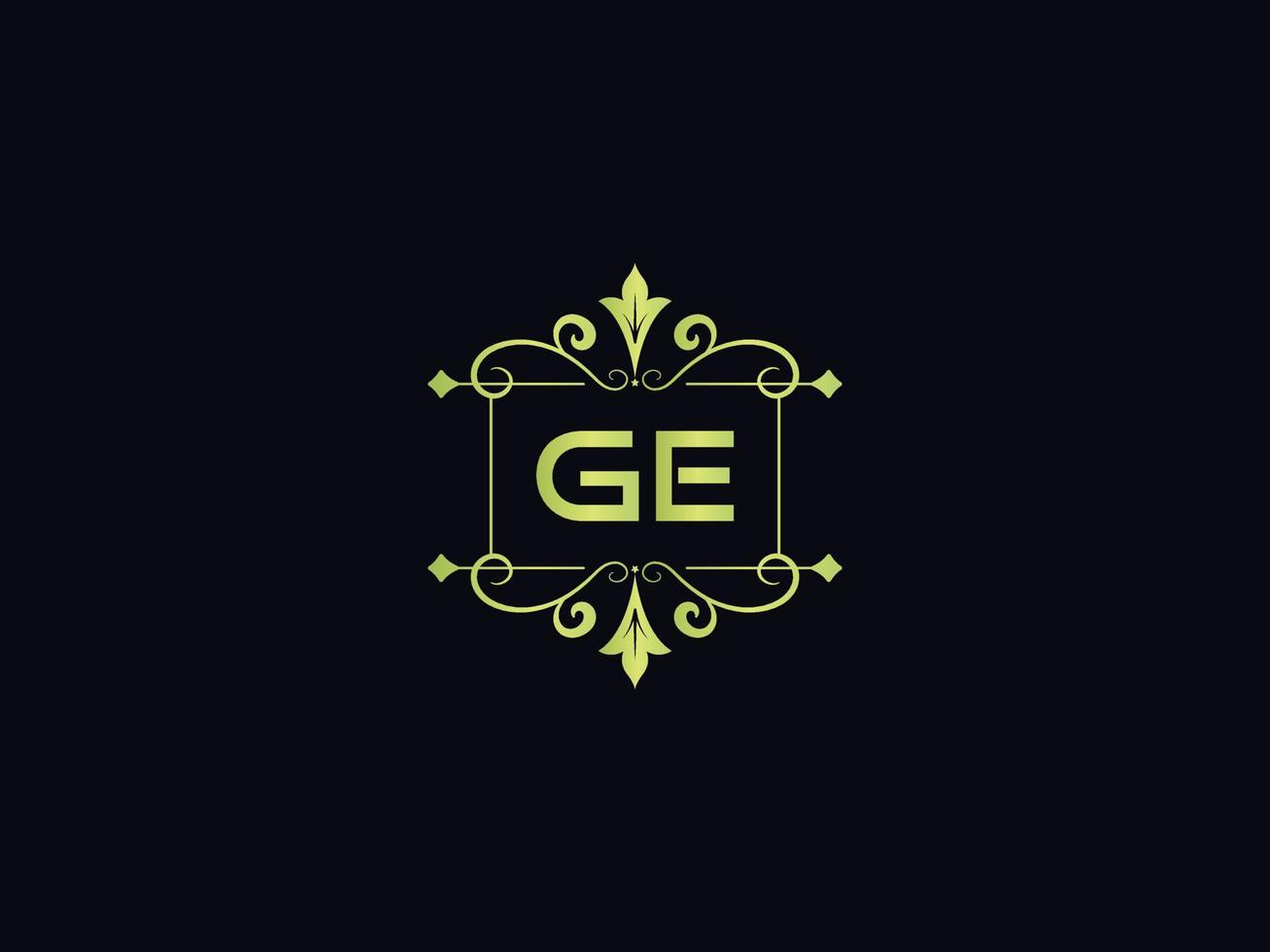 ícone de logotipo ge premium, ícone de logotipo de carta minimalista de luxo quadrado ge vetor