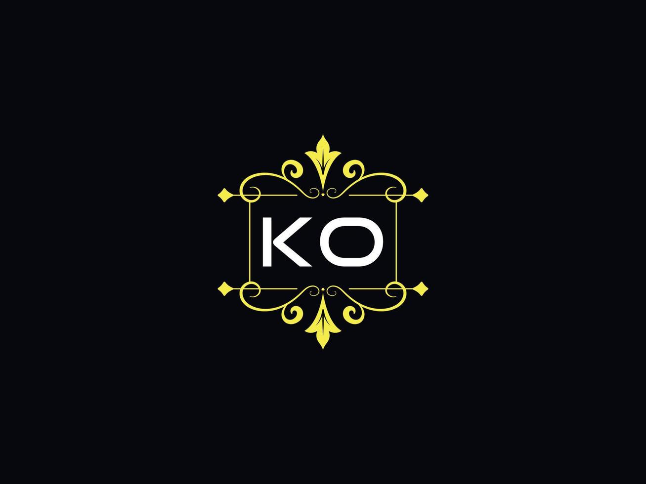 elegante logotipo de luxo ko, design de letra de logotipo de tipografia ko vetor