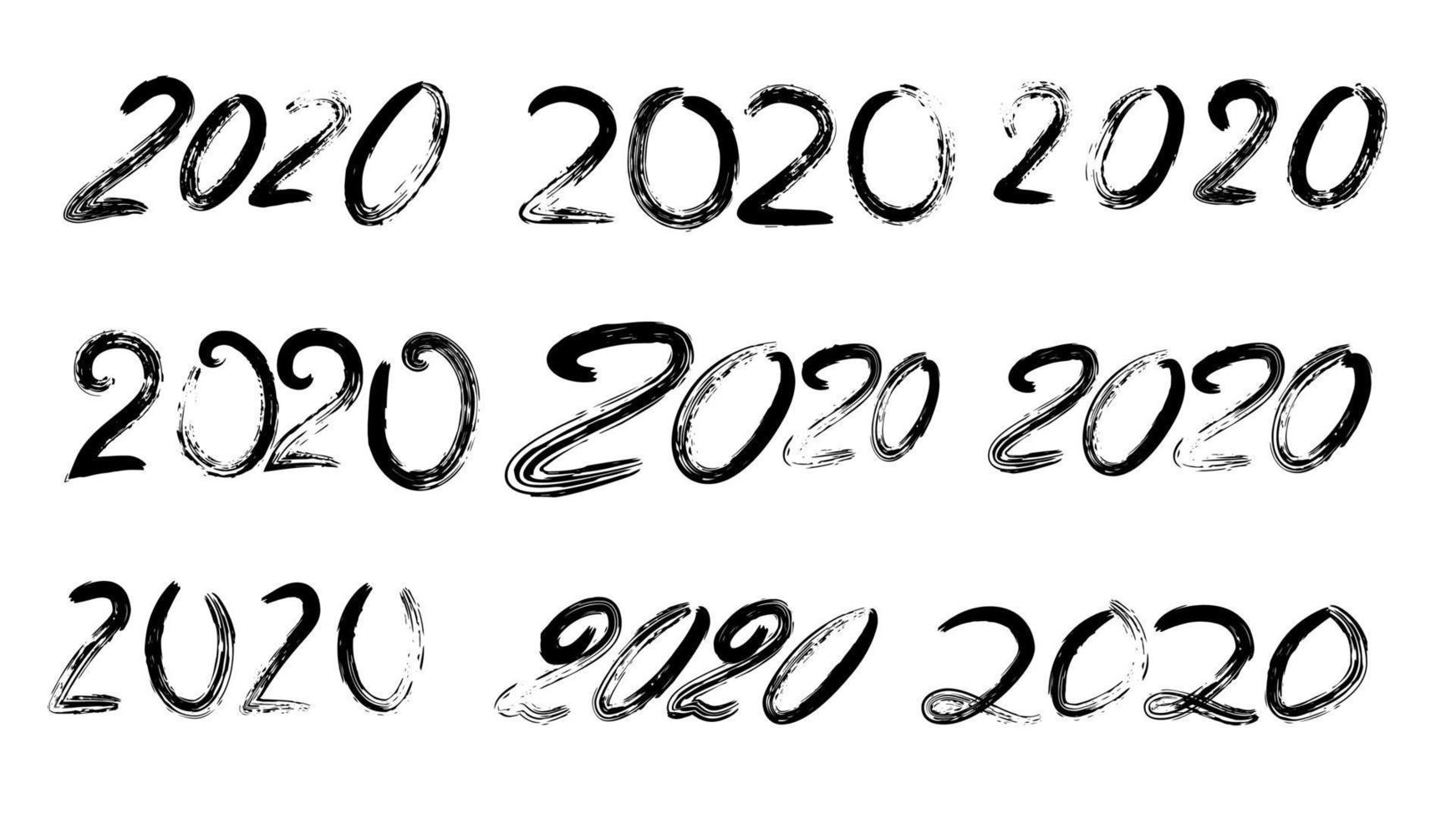 tinta de caligrafia engraçada diferente de vetor 2020