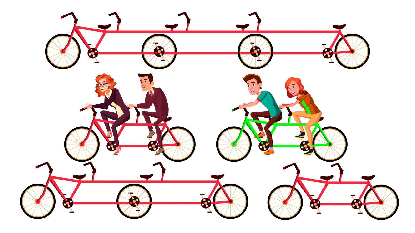 andar de bicicleta em tandem por vetor de conjunto de caracteres