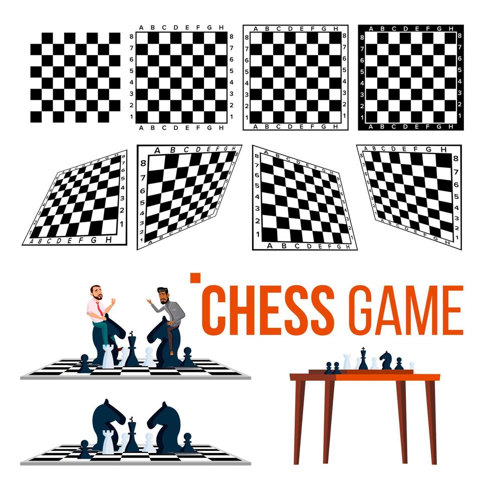 tabuleiro de xadrez e jogador de jogo de personagem definido vetor