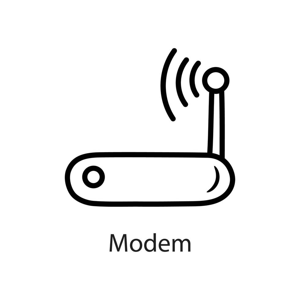 ilustração do projeto do ícone do esboço do modem. símbolo de dados no arquivo eps 10 de fundo branco vetor