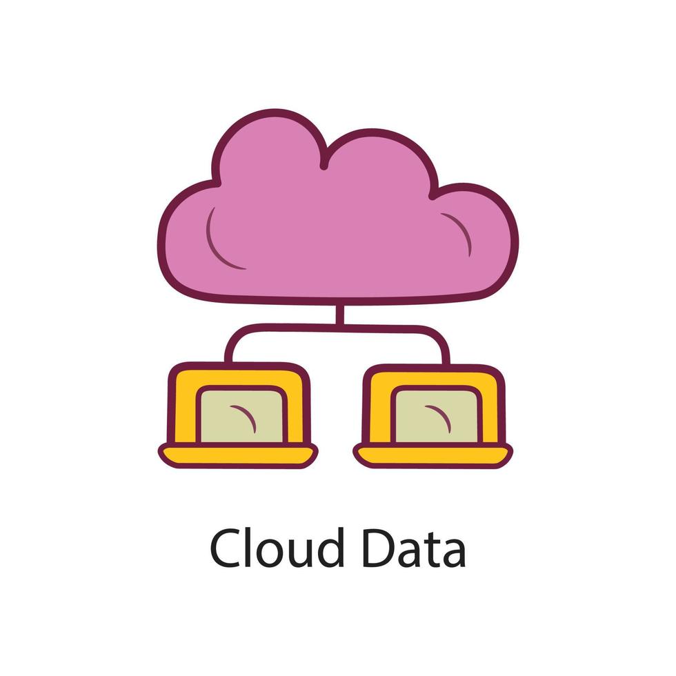 dados de nuvem cheios ilustração de design de ícone de contorno. símbolo de dados no arquivo eps 10 de fundo branco vetor
