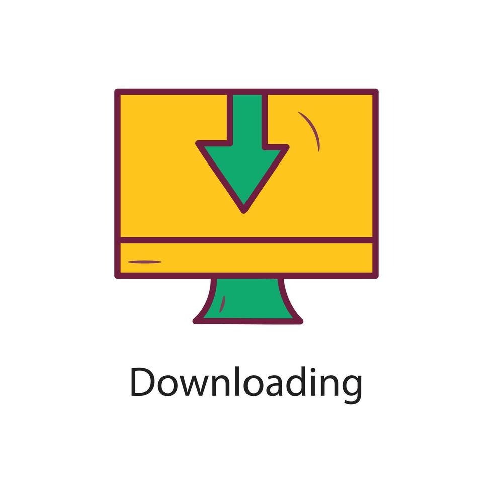 baixando ilustração de design de ícone de contorno preenchido. símbolo de dados no arquivo eps 10 de fundo branco vetor