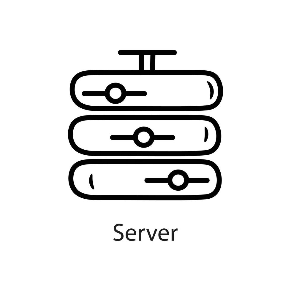 ilustração do projeto do ícone do contorno do servidor. símbolo de dados no arquivo eps 10 de fundo branco vetor