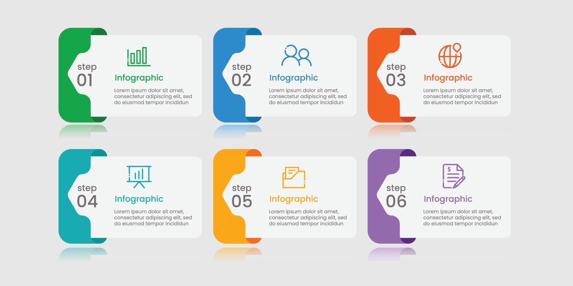 modelo de infográfico moderno de seis etapas vetor