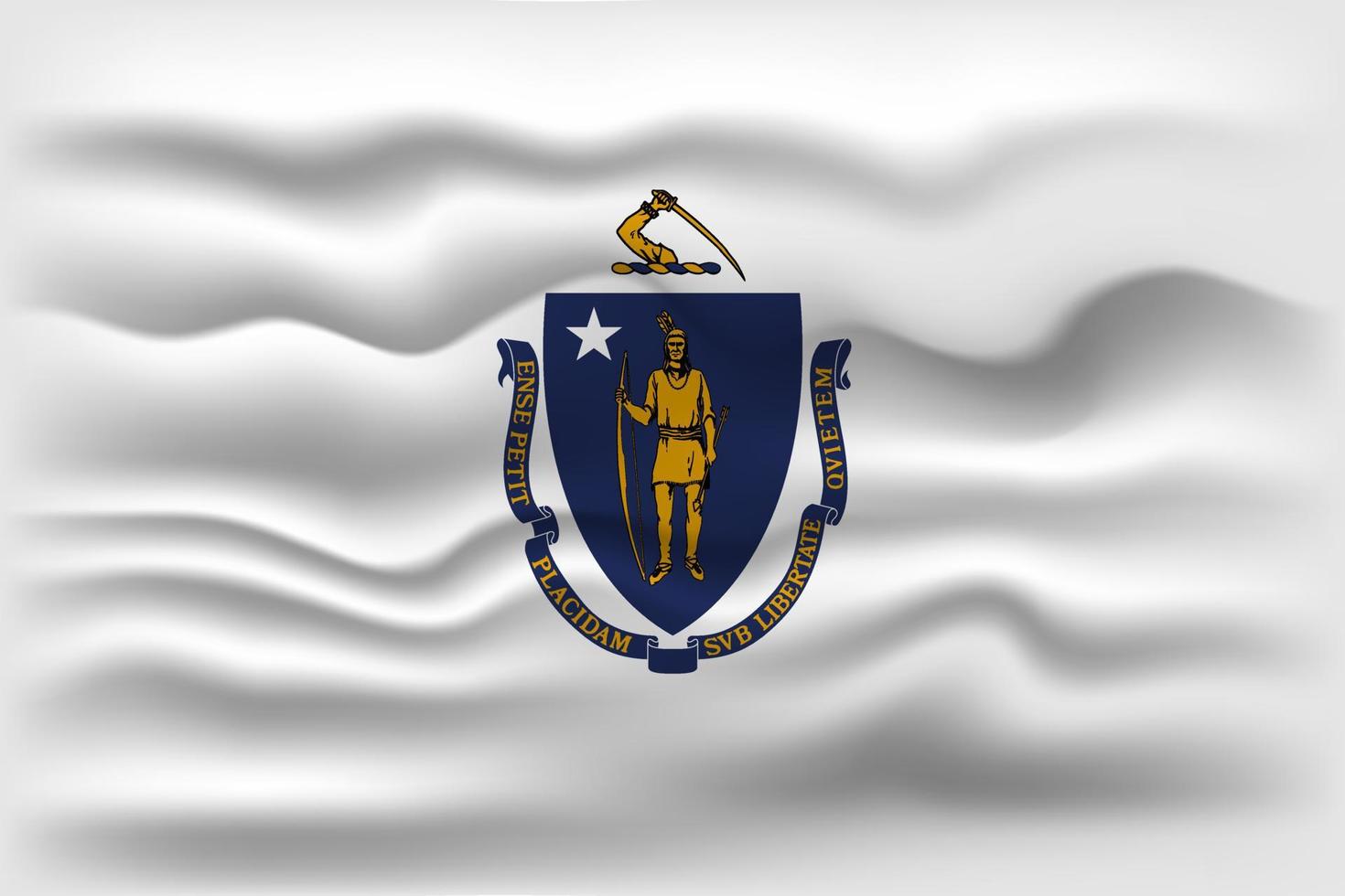 acenando a bandeira do estado de massachusetts. ilustração vetorial. vetor