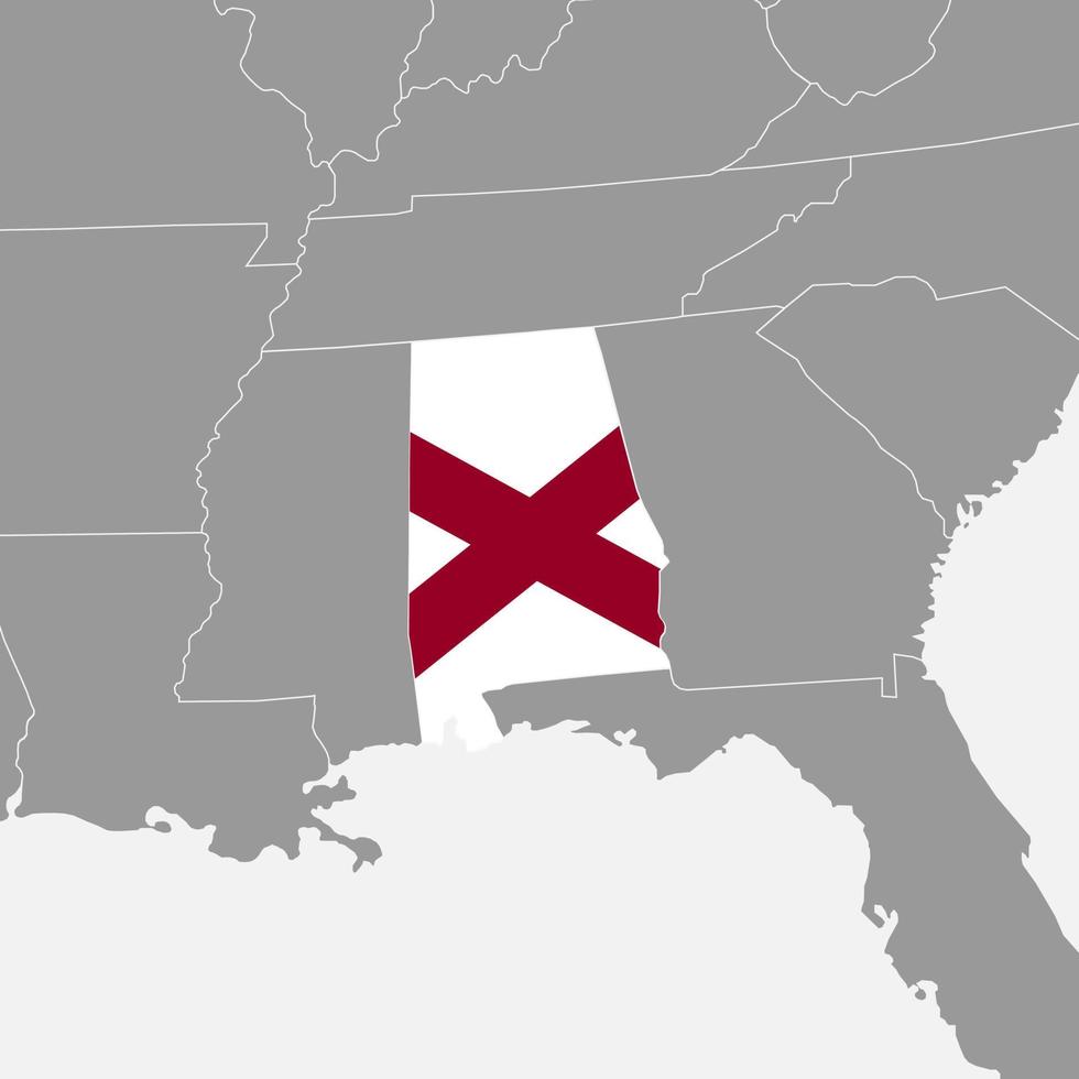 mapa do estado de alabama com bandeira. ilustração vetorial. vetor