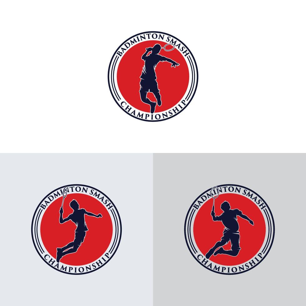 silhueta de design de logotipo de jogador de badminton vetor