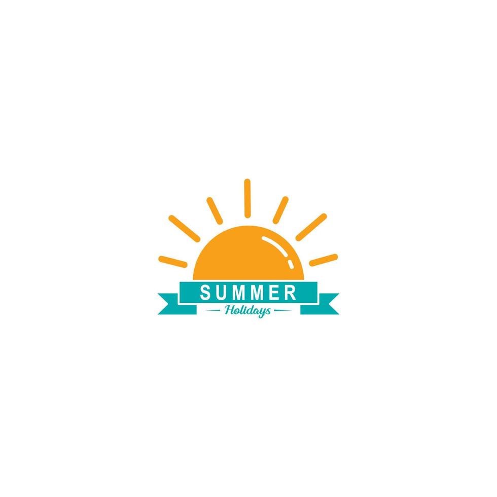 conceito de design plano de logotipo de sol de verão vetor