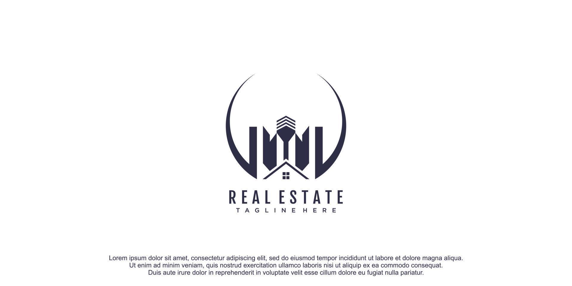 logotipo imobiliário com ilustração vetorial de ícone de design criativo vetor