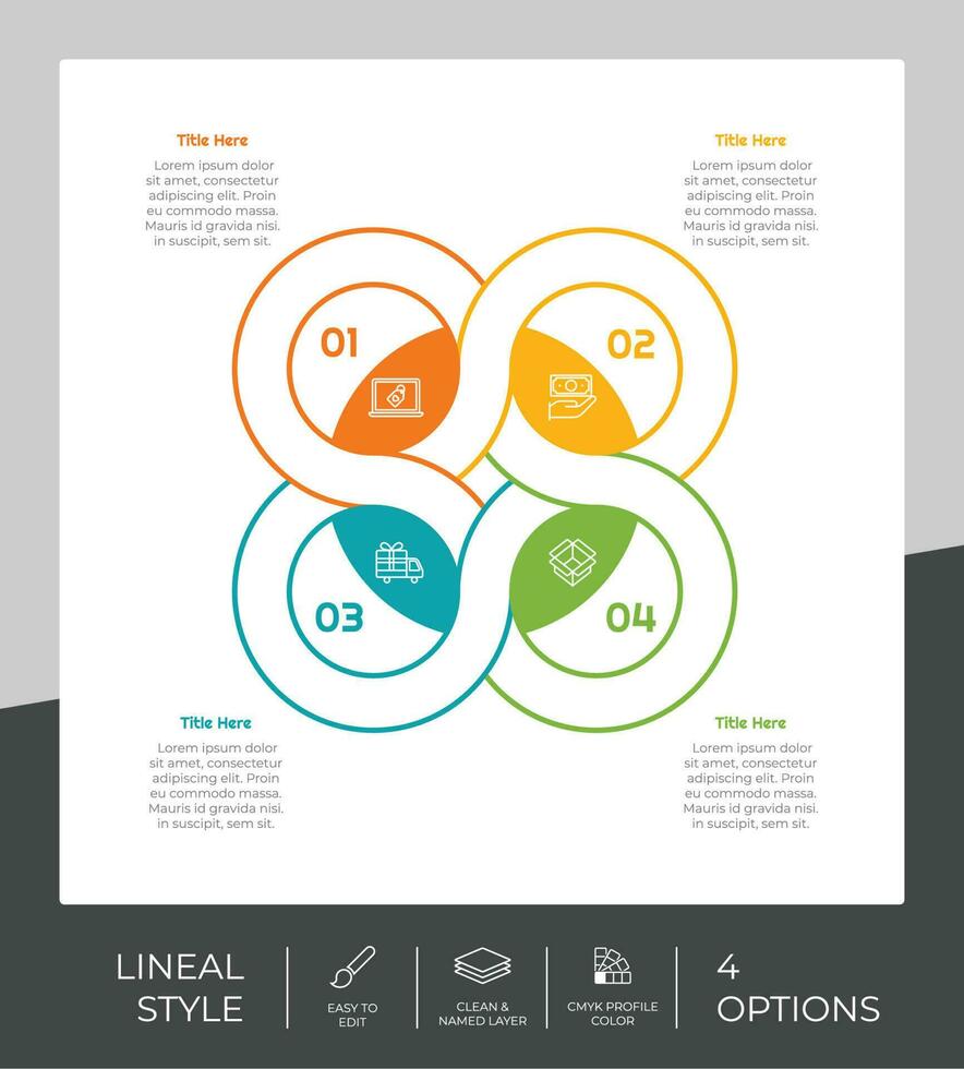 infográfico de círculo de opção de linha com conceito de efeito de papel para finanças corporativas. infográfico de opção pode ser usado para apresentação, brochura e marketing. vetor