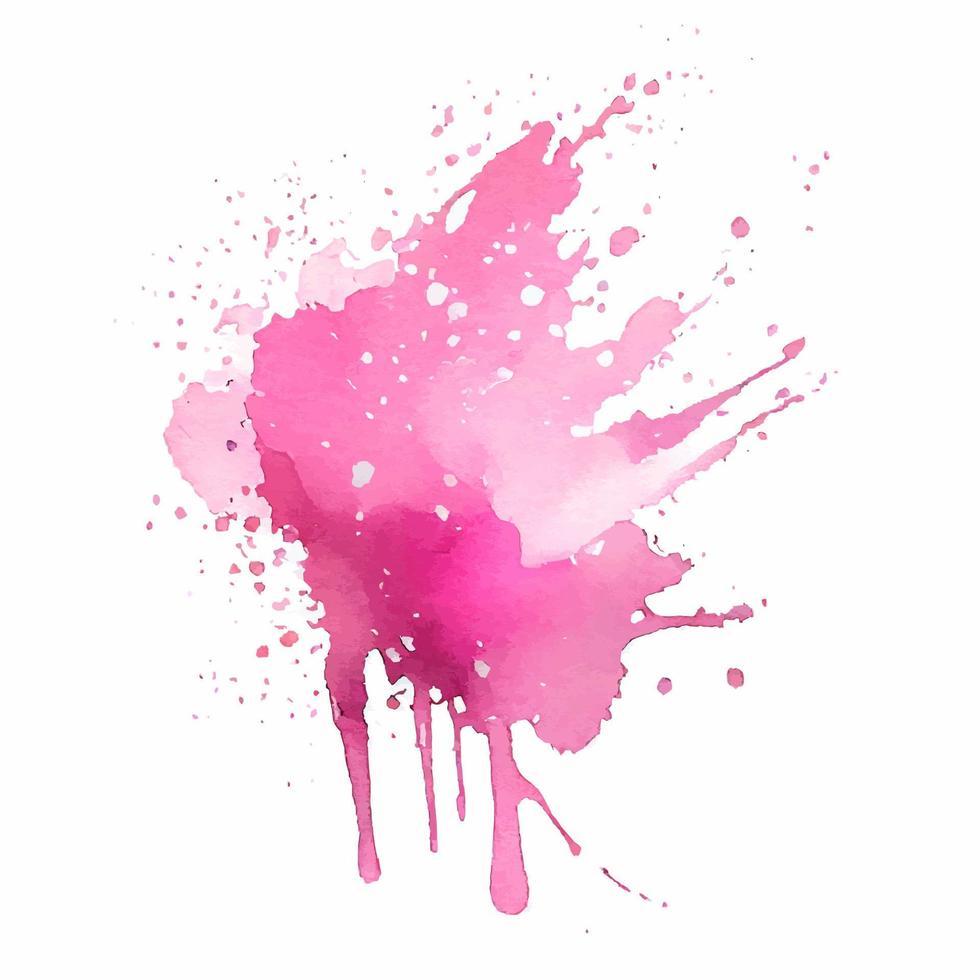 respingo de tinta aquarela rosa isolado vetor