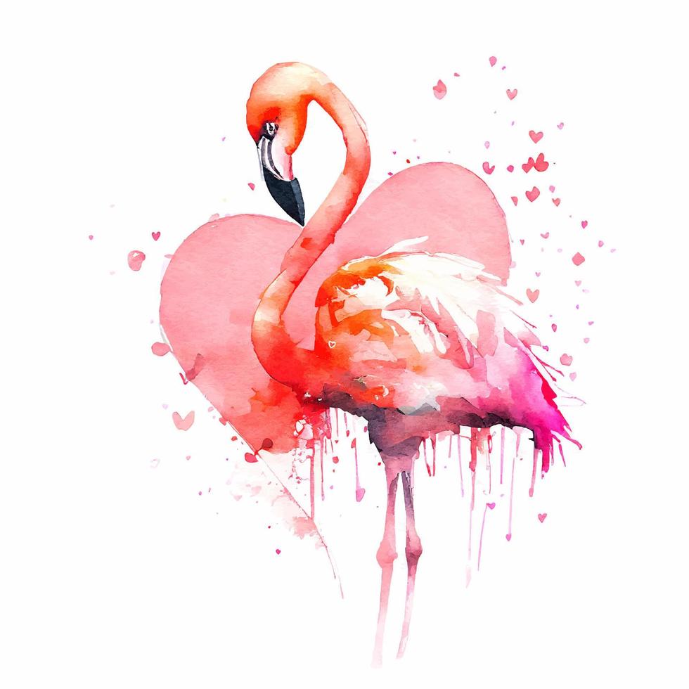 flamingo rosa aquarela isolado no branco. ilustração vetorial. eps10 vetor