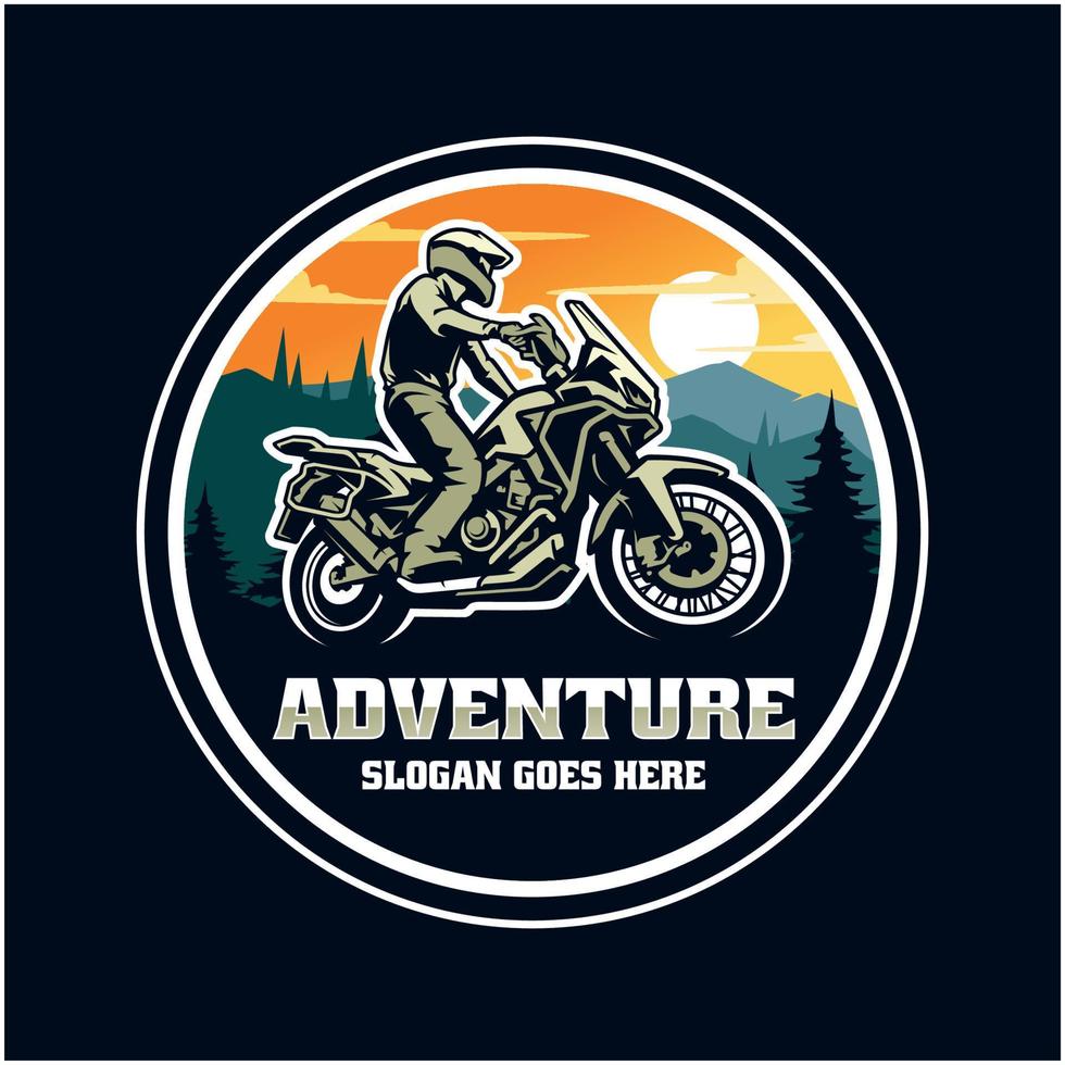 vetor de logotipo de ilustração de viajante a motor de aventura