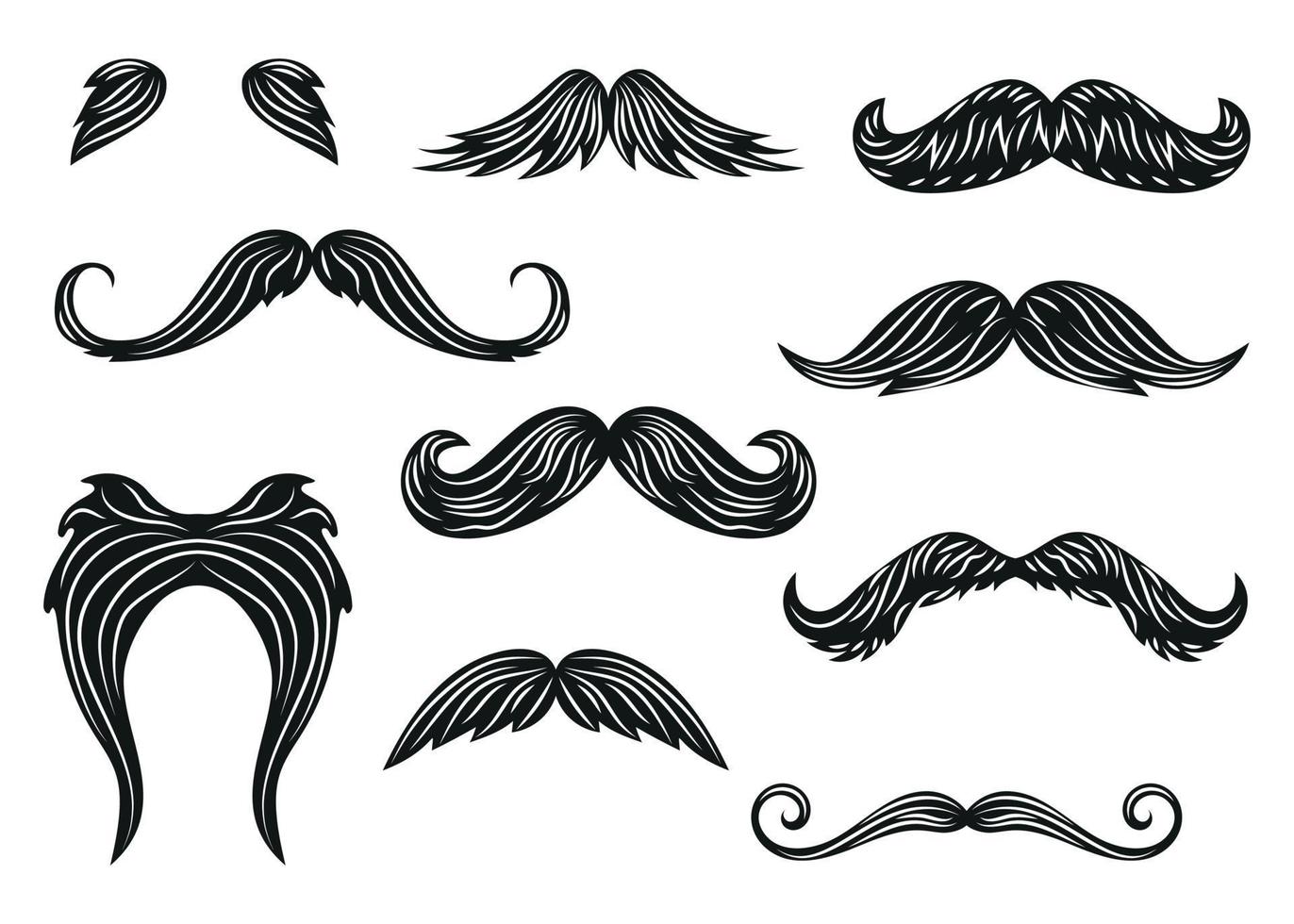 ilustração decorativa de barbearia de ícones de bigode preto isolada vetor