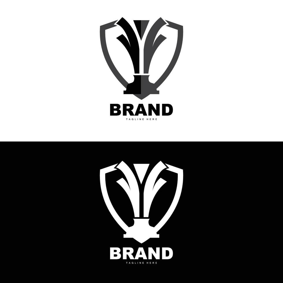 design de logotipo de troféu, vetor de troféu de campeonato vencedor do prêmio, marca de sucesso