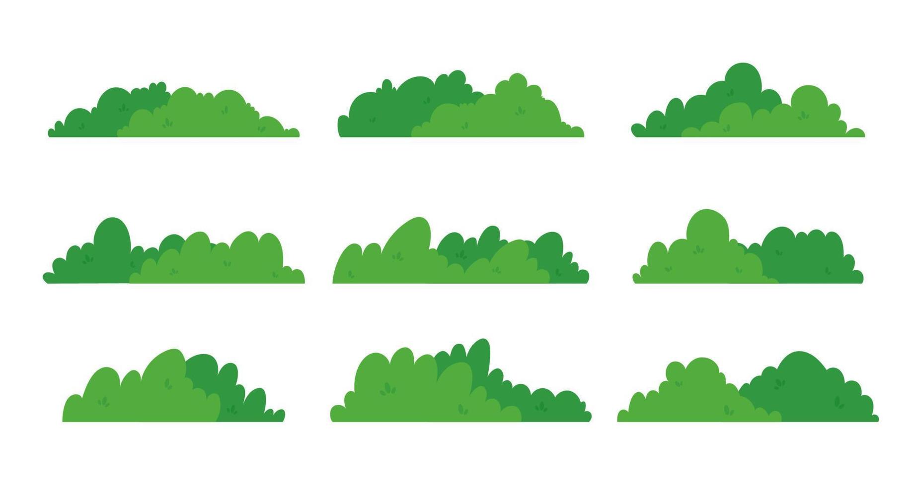 arbustos de grama verde natural decoram a cena dos desenhos animados de ecologia ambiental vetor