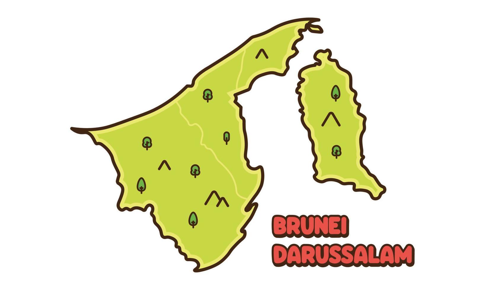 brunei darussalam mapa país vetor ícone ilustração dos desenhos animados