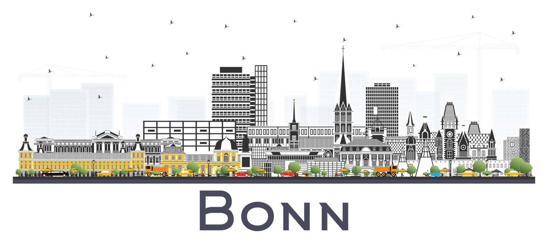 skyline da cidade de bonn alemanha com edifícios de cor isolados no branco. vetor