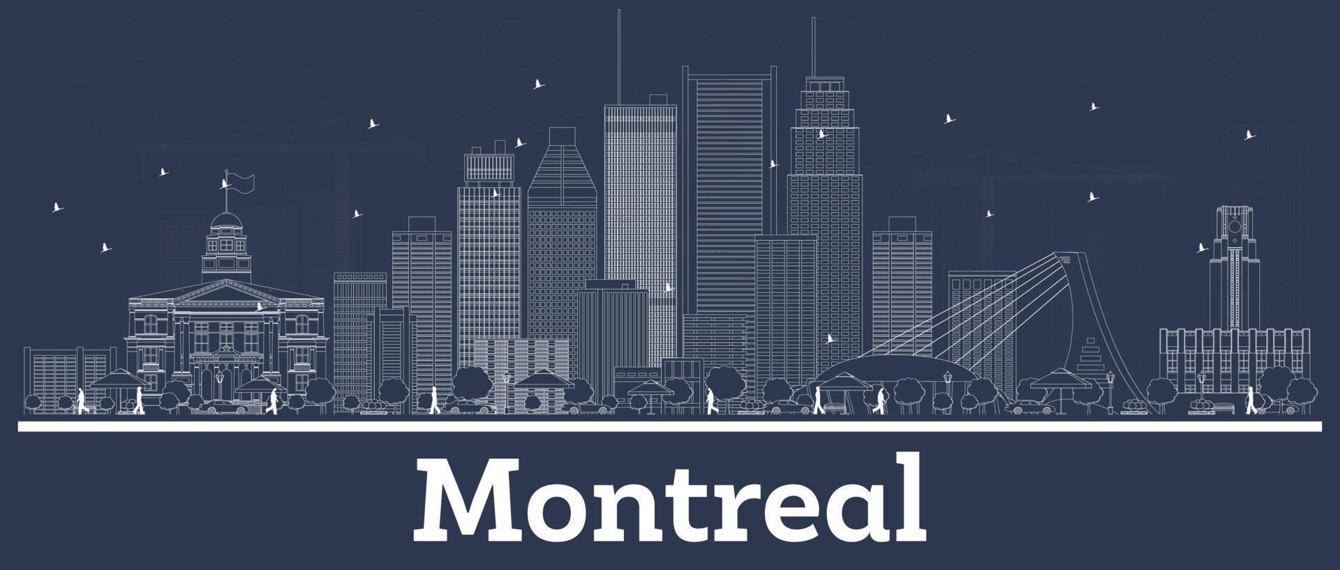 delineie o horizonte da cidade de montreal canadá com edifícios brancos. vetor