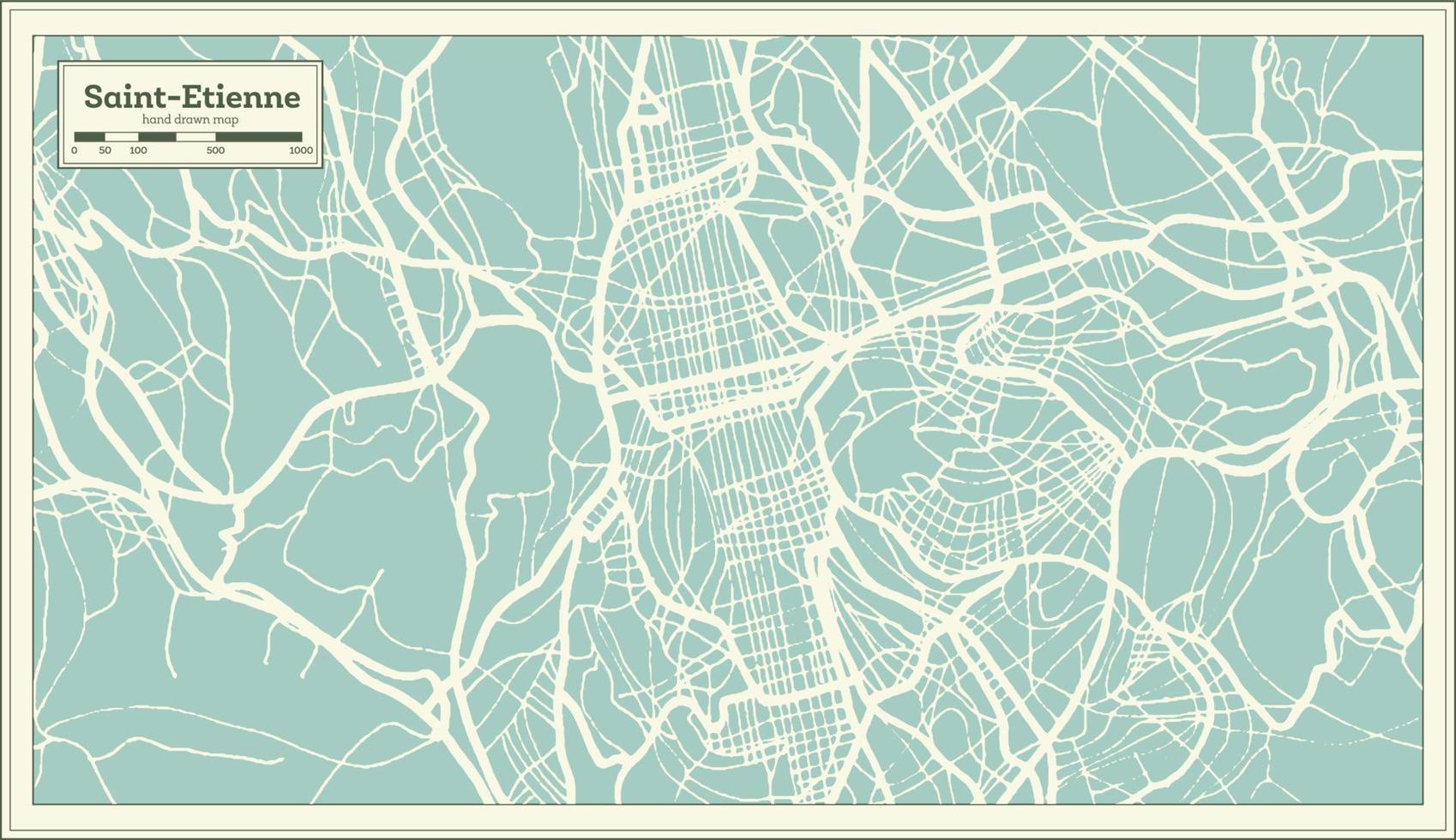 mapa da cidade de saint-etienne frança em estilo retrô. mapa de contorno. vetor