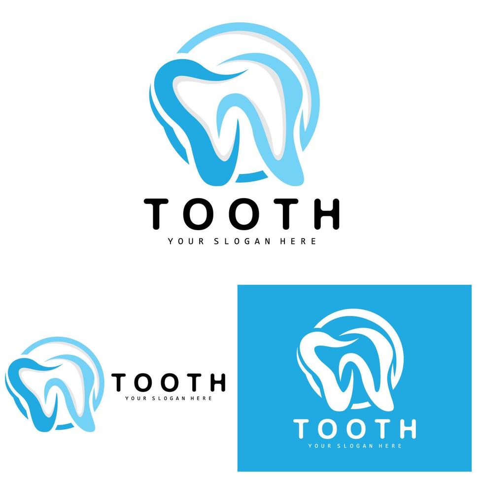 logotipo do dente, vetor de saúde bucal, ilustração de marca de cuidados