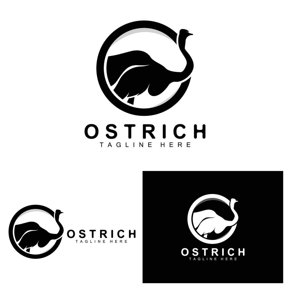 design de logotipo de avestruz, ilustração de animais do deserto, vivendo na floresta, produto de marca de camelo vetorial vetor