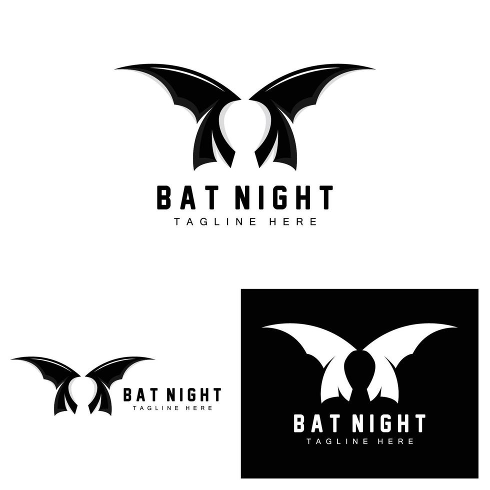 logotipo de morcego, ícone de animal voador noturno, vetor da empresa, modelo de halloween