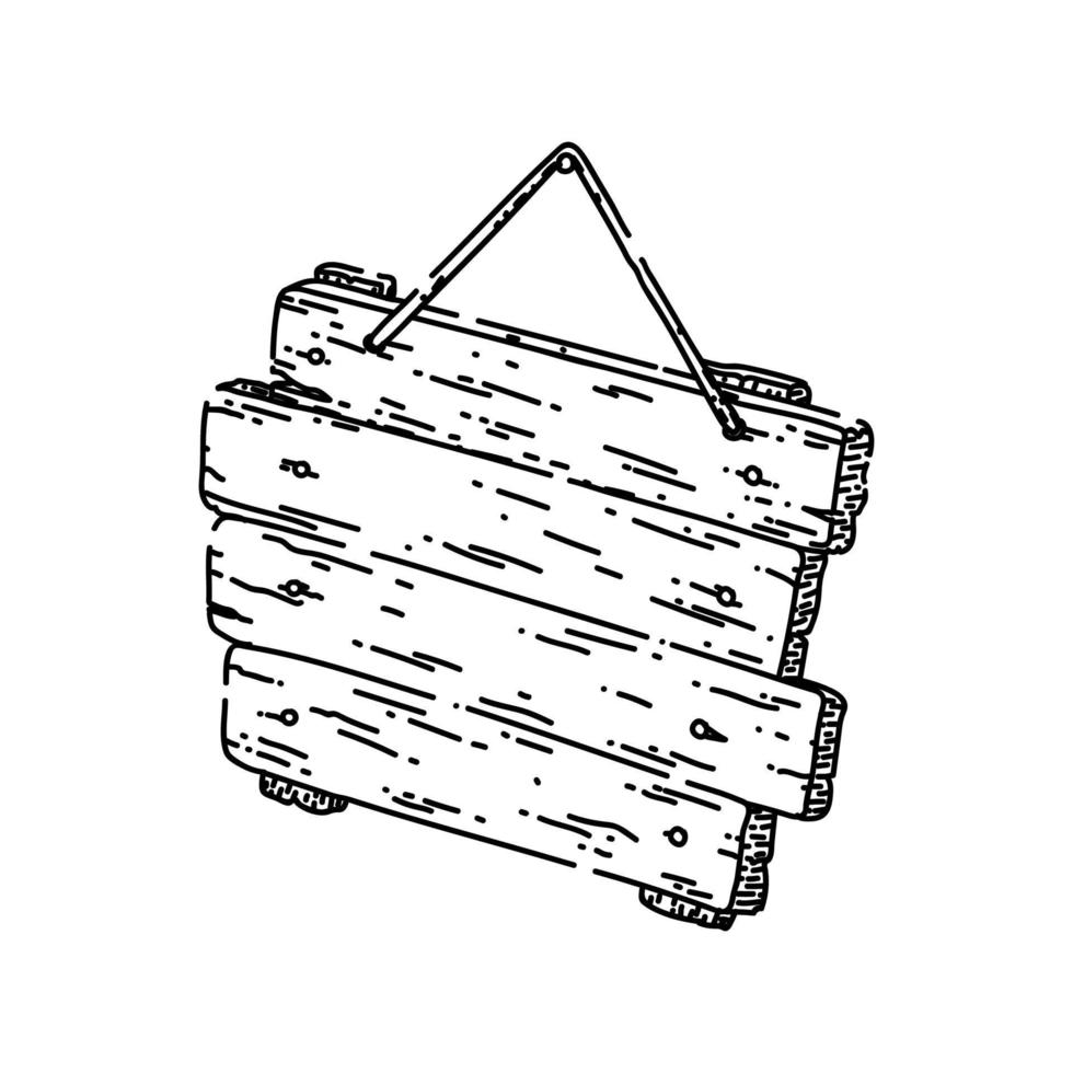 seta tabuleta de madeira desenho vetor desenhado à mão