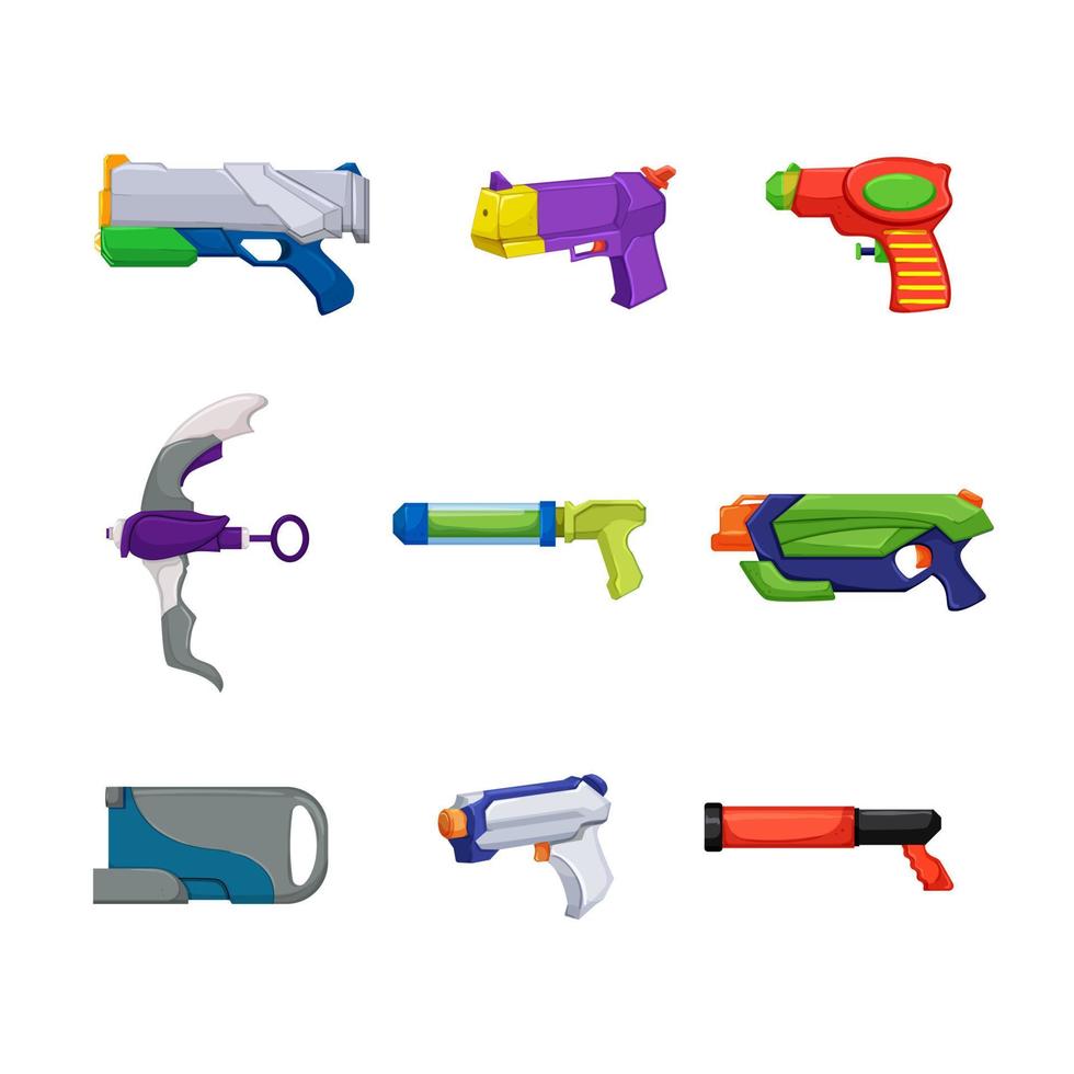 conjunto de brinquedos de pistola de água ilustração vetorial dos desenhos animados vetor