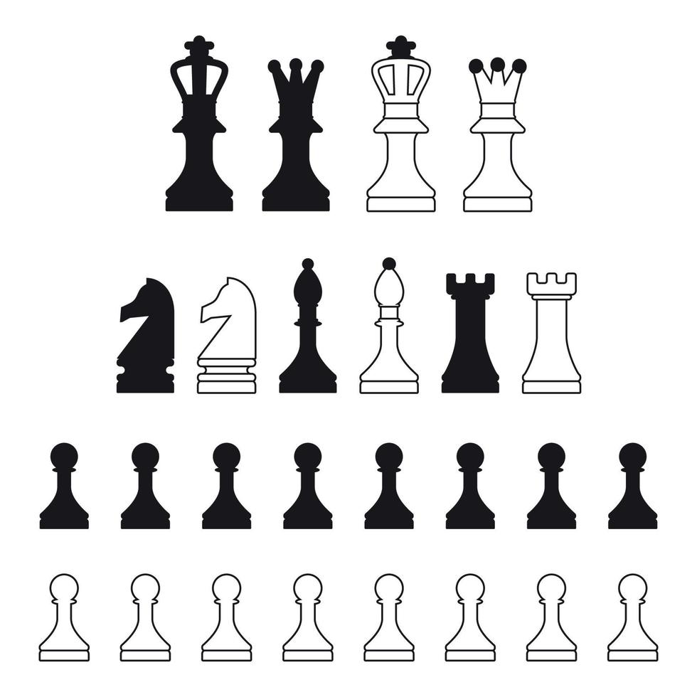 conjunto de ícones isolados em um xadrez de tema vetor