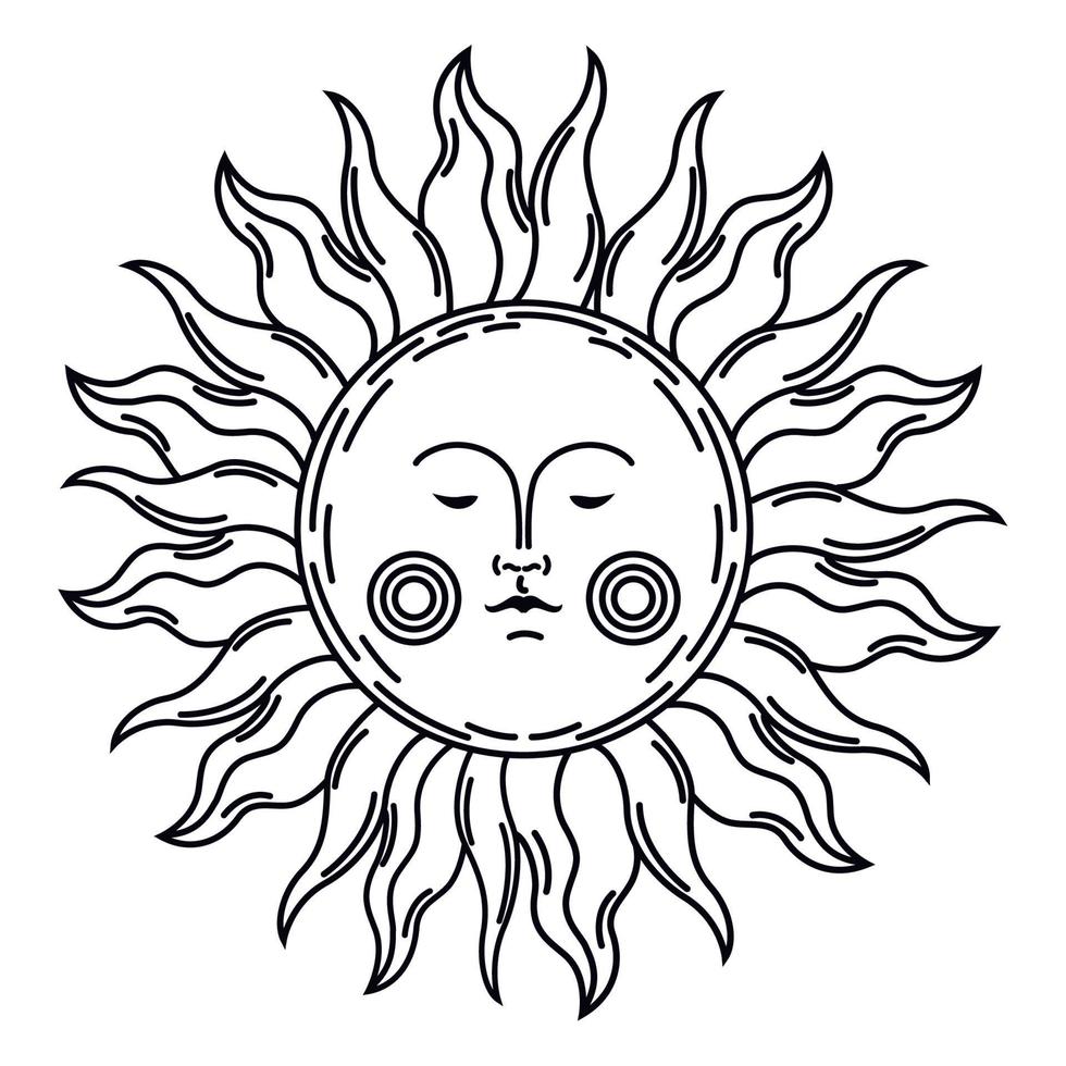 símbolo esotérico do rosto do sol vetor
