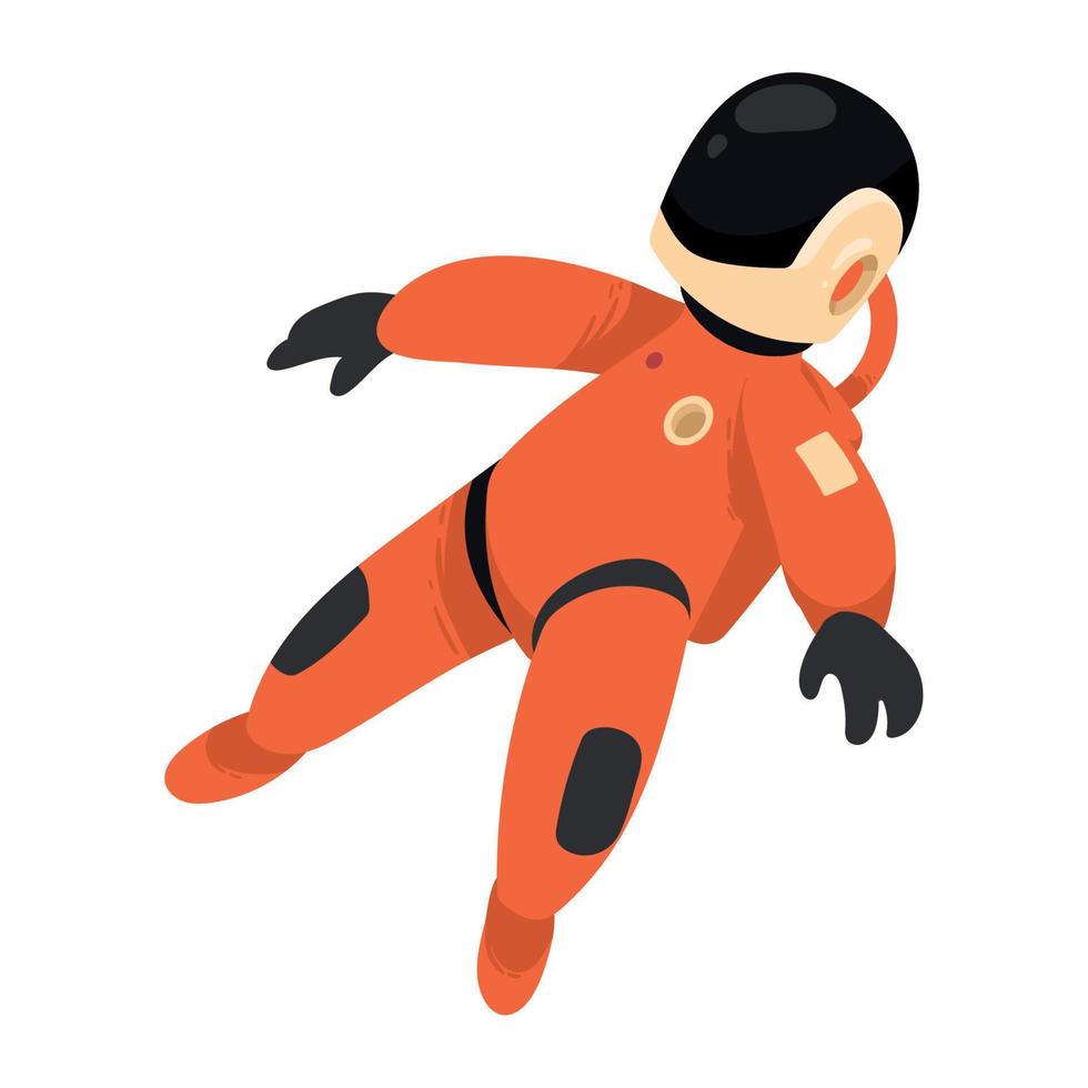 astronauta vestindo terno vermelho vetor