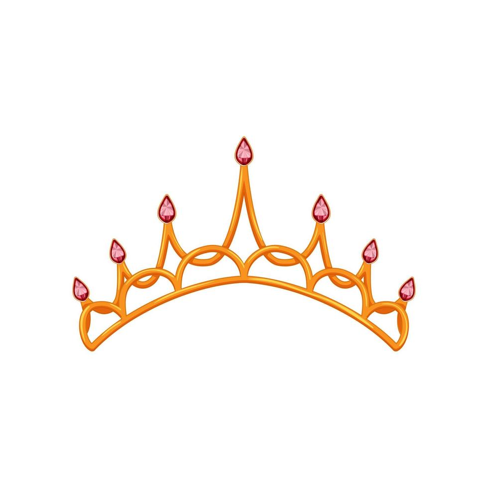 ilustração em vetor de desenho animado de coroa de tiara de ouro