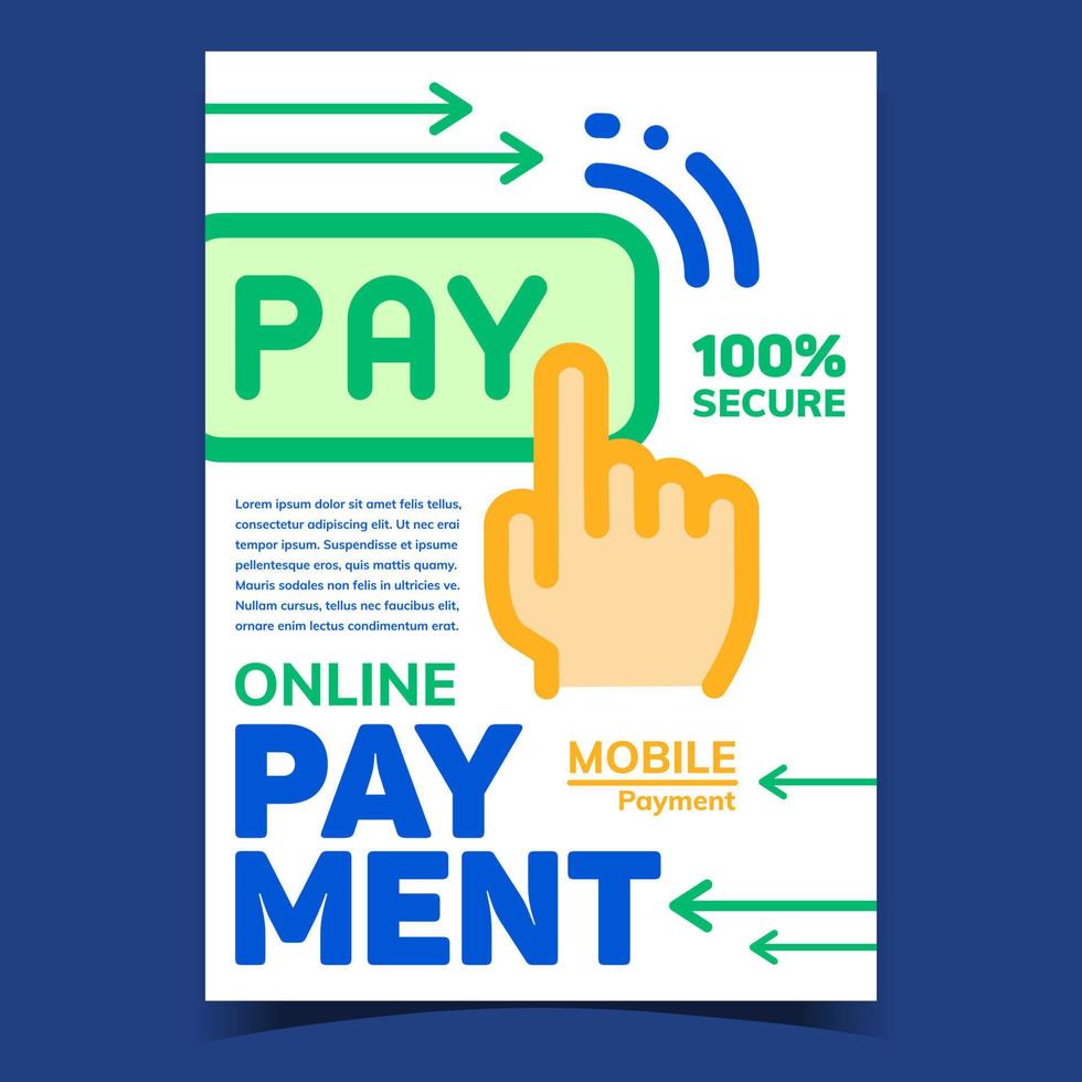 vetor de cartaz de publicidade criativa de pagamento online